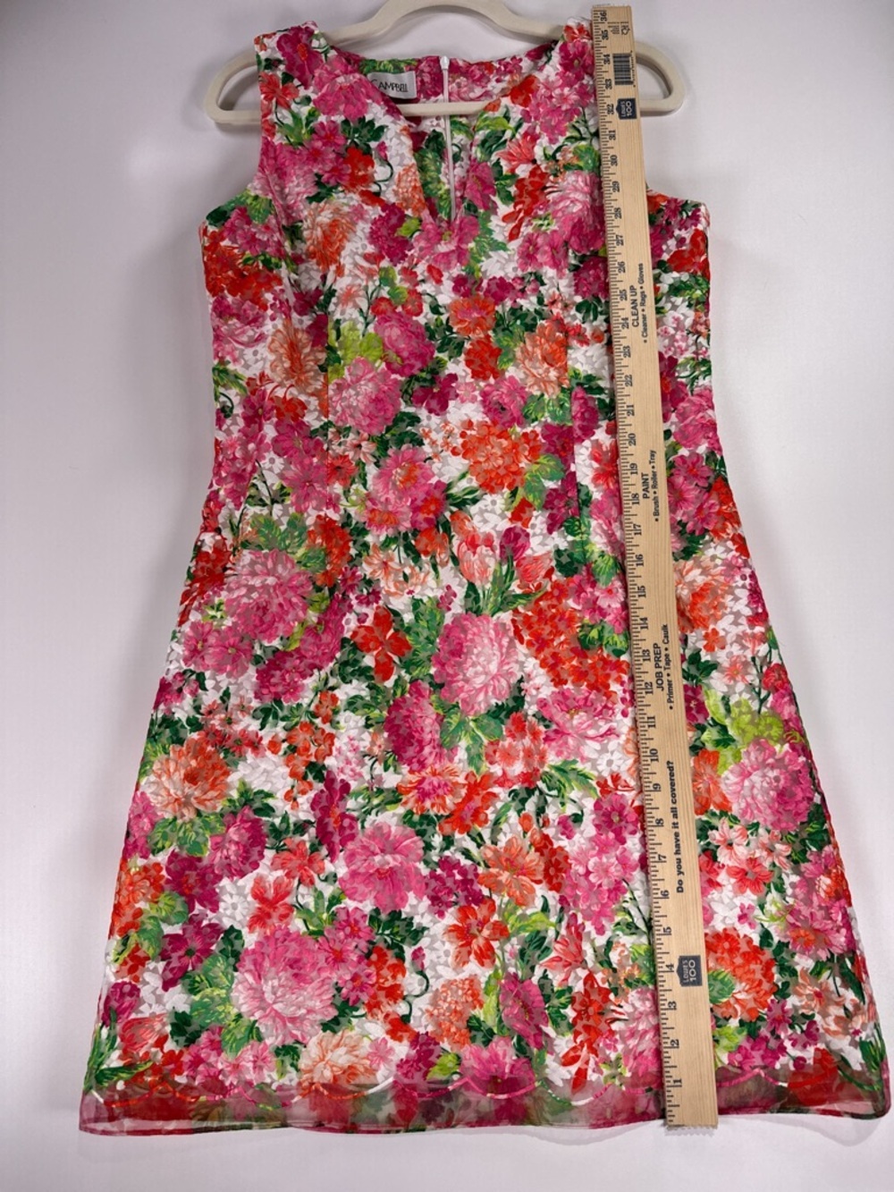 Sara Campbell Shift Dress Scalloped Sleeveless Floral Lace Pink Size 10 - Picture 11 of 13
